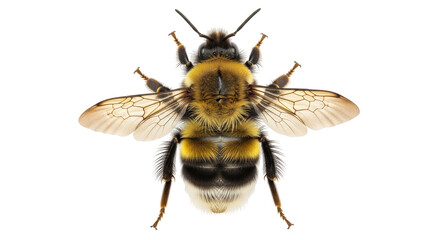 Isolated Common eastern bumble bee in front, Bombus impatiens, arthropod pollinator insect