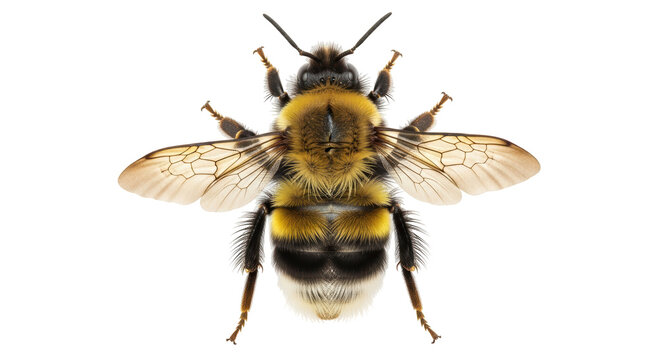 Isolated Common eastern bumble bee in front, Bombus impatiens, arthropod pollinator insect