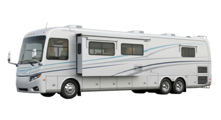 Isolated RV recreational vehicle, motorhome, camper, vehicle, mobile, transportation