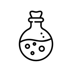 Round Potion Bottle With Bubbles Icon Line Art