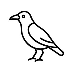 Raven Standing With Shadow Icon Line Art