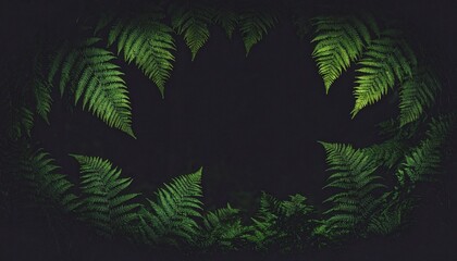 Lush Green Fern Frame Nature's Dark Embrace