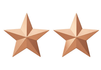 Isolated Bronze-Tone Star Badges, Emblems, or Awards in a Group, Symbolizing Excellence