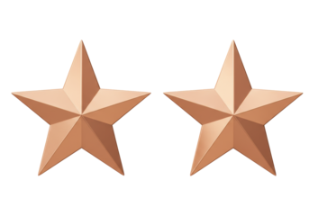 Isolated Bronze-Tone Star Badges, Emblems, or Awards in a Group, Symbolizing Excellence