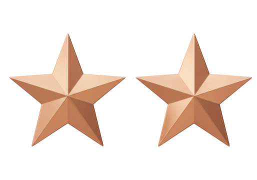 Isolated Bronze-Tone Star Badges, Emblems, or Awards in a Group, Symbolizing Excellence