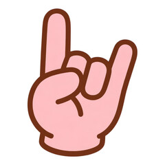 Pink Hand Sign with Brown Outline, Transparent Background, 3D Realism Design Element