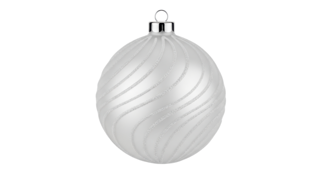 Isolated elegant Christmas tree ball, frosted with shimmering glitter, holiday decoration