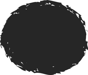 Grunge brush style circle PNG illustration, rough round shape with textured edges, abstract paint stroke circle design for logo, frame, background, decoration and creative projects