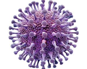 Purple virus structure with spikes isolated on white background