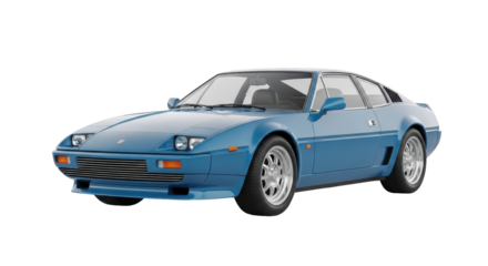 Isolated blue vintage sports car concept, stylish automotive transport design rendering