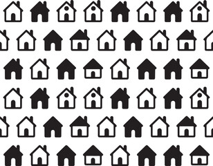House Icon Pattern Black Silhouette on Transparent Background Real Estate Symbol Collection