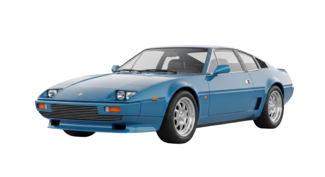 Isolated blue vintage sports car concept, stylish automotive transport design rendering