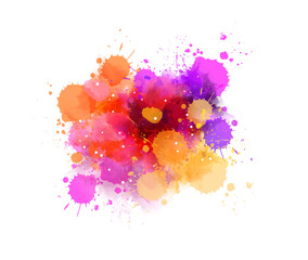 Pink and purple colored watercolor paint splash. Background for your modern designs