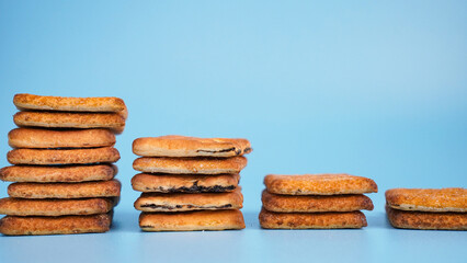 Stacked cookies showing a profit or a building