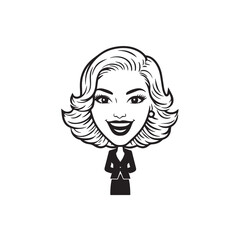 Beautiful Woman in Formal Dress Black and White Illustration Vector Art Design
