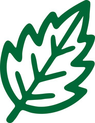 Hand-drawn leaf illustration PNG with simple black line art, botanical doodle leaf design, minimal decorative foliage element for nature, eco, organic and floral design projects