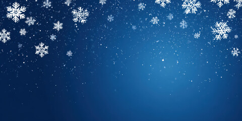 Snowflake winter background blue festive snowfall with decorative snow pattern