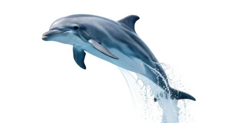 Fototapete Delphin Isolated bottlenose dolphin jumping out of water with splash in air  marine life mammal  © Andrei