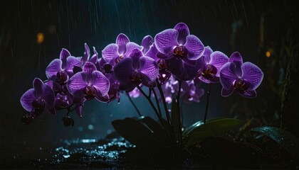 Orchid Bloom in the Rain A Vibrant Display of Nature's Beauty