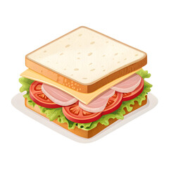 Delicious ham and cheese sandwich with fresh lettuce and tomato