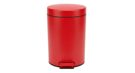 Obraz premium Isolated red cylindrical trash can with foot pedal, suitable for kitchen or bathroom use