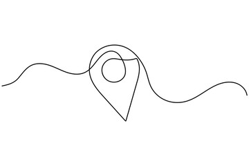 Obraz premium Location symbol continuous one line drawing minimalist isolate outline vector back and white background 