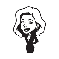 Beautiful Woman in Formal Dress Black and White Illustration Vector Art Design
