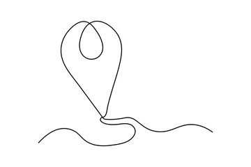 Location symbol continuous one line drawing minimalist  isolate outline vector back and white background
