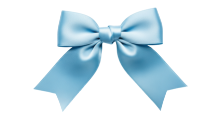 Isolated Blue Ribbon Bow, Decorative Celebration Knot, Decoration Object or Gift Wrapping