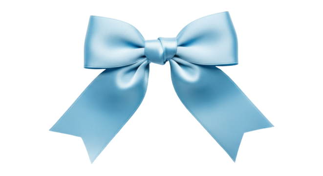 Isolated Blue Ribbon Bow, Decorative Celebration Knot, Decoration Object or Gift Wrapping