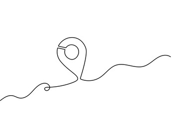 Location symbol continuous one line drawing minimalist  isolate outline vector back and white background
