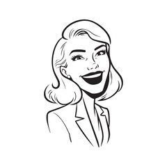 Beautiful Woman in Formal Dress Black and White Illustration Vector Art Design
