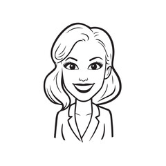 Beautiful Woman in Formal Dress Black and White Illustration Vector Art Design
