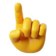 Yellow Hand Pointing Upward Gesture Symbolizing Guidance Direction or Making a Choice with a Smooth Surface