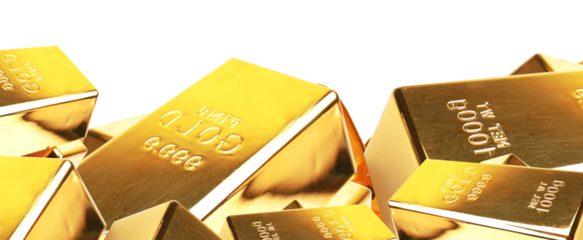 Gold bars on white background isolated