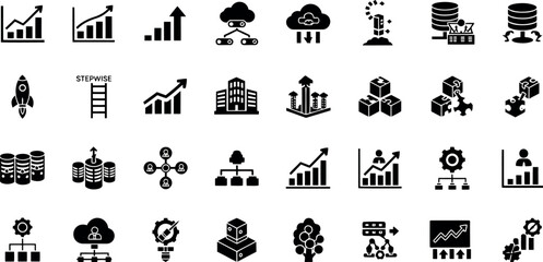 Vector art of collection of business and technology icons