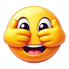 Playful Emoji with Hands Covering Eyes in a Peek-a-Boo Gesture Expressing Amusement