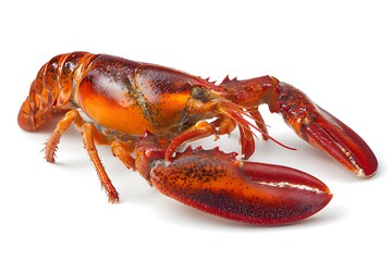 Boiled Whole Lobster Isolated on White Background Fresh Seafood Concept