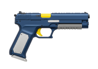 Isolated contemporary pistol, futuristic handgun weapon for science fiction concept design
