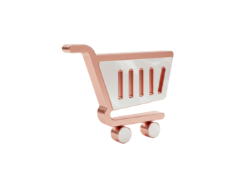 Isolated Bronze Shopping Cart Icon Symbol for Online Retail and Supermarket Sales
