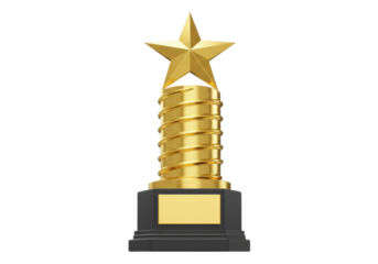 Isolated, award concept, golden star trophy, winner prize, success symbol, achievement sign