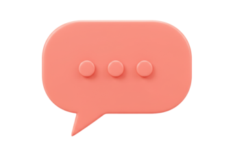 Isolated Peach Pink Speech Bubble with Three Dots, Message Icon Symbol, Chat Notification