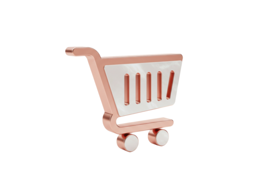 Isolated Bronze Shopping Cart Icon Symbol for Online Retail and Supermarket Sales