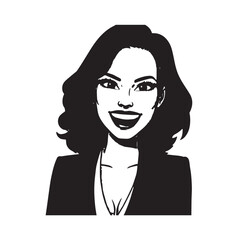 Beautiful Woman in Formal Dress Black and White Illustration Vector Art Design
