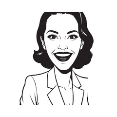 Beautiful Woman in Formal Dress Black and White Illustration Vector Art Design
