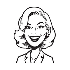 Beautiful Woman in Formal Dress Black and White Illustration Vector Art Design
