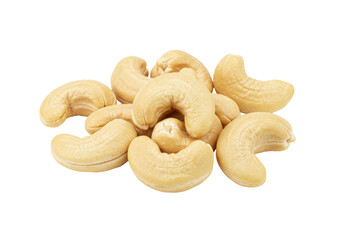 Isolated group of cashew nuts, healthy vegetarian snack food with delicious flavor and texture