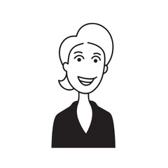 Beautiful Woman in Formal Dress Black and White Illustration Vector Art Design
