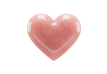 Isolated pink rose quartz heart, polished, shiny gem for jewelry making or Valentines Day