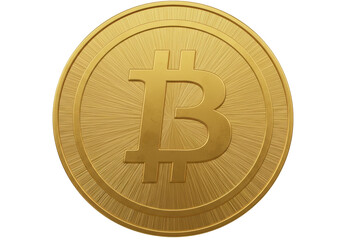 Isolated Gold Bitcoin Coin Depicting Digital Currency, a New Form of Technology and Payments